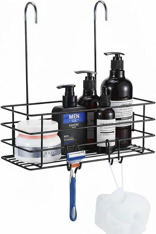 Hanging Shower Caddy with Hooks and Storage
