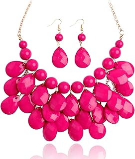 Chunky Acrylic Bubble Necklace with Teardrop Dangles