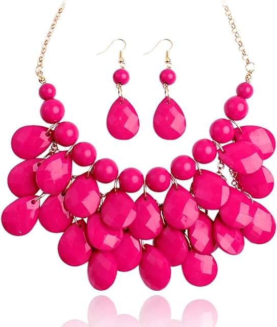 Chunky Acrylic Bubble Necklace with Teardrop Dangles