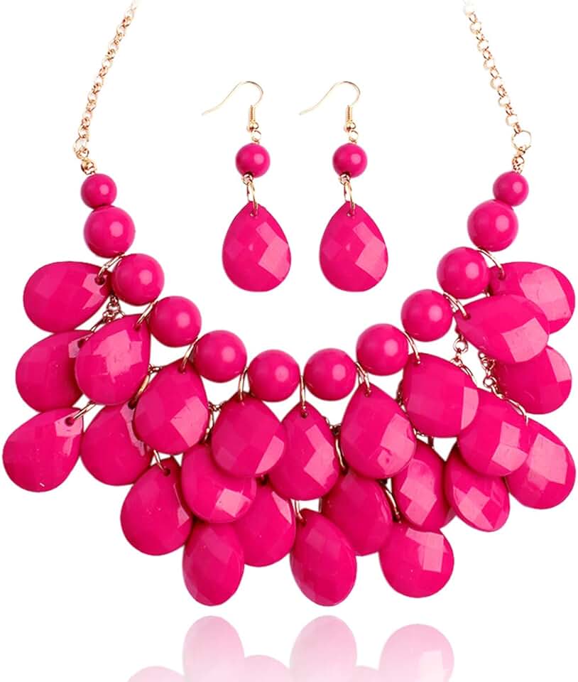 Chunky Acrylic Bubble Necklace with Teardrop Dangles