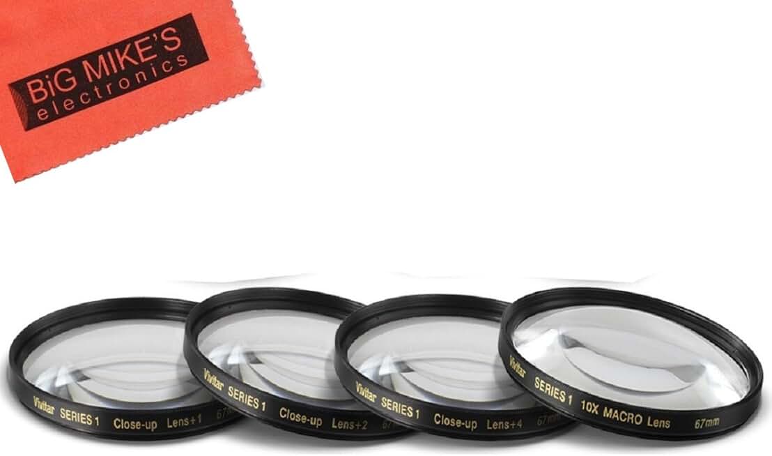 67mm Close-Up Filter Set with +1, +2, +4, +10 Diopters