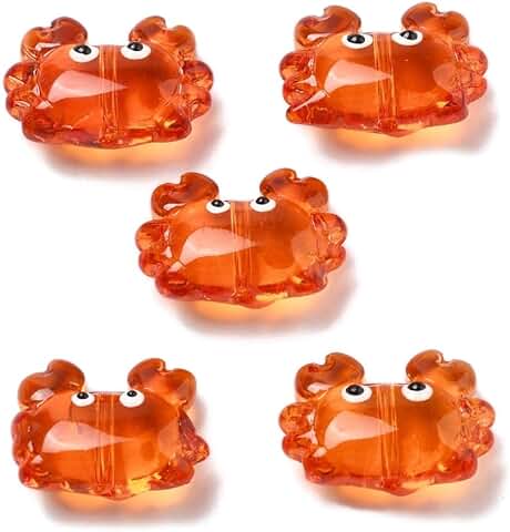 20 Orange Bumpy Crab Beads for Jewelry Making