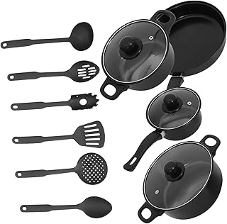 7-Piece Cast Iron Skillet and Pan Set with Lids