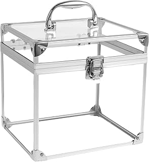 Clear large capacity makeup organizer with handle