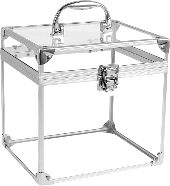 Clear large capacity makeup organizer with handle