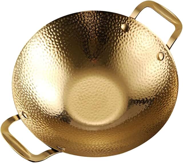 Double Handle Stainless Steel Hammered Cooking Pan