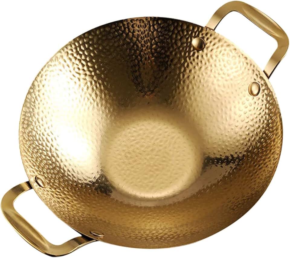 Double Handle Stainless Steel Hammered Cooking Pan