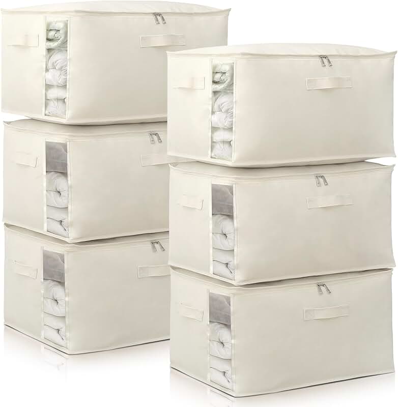 Set of 6 Clear Storage Bags for Quilts and Clothes