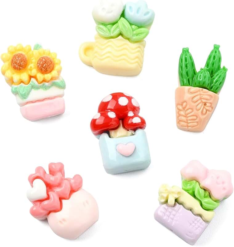 Mini Cute Plant Cabochons for Jewelry and Crafts