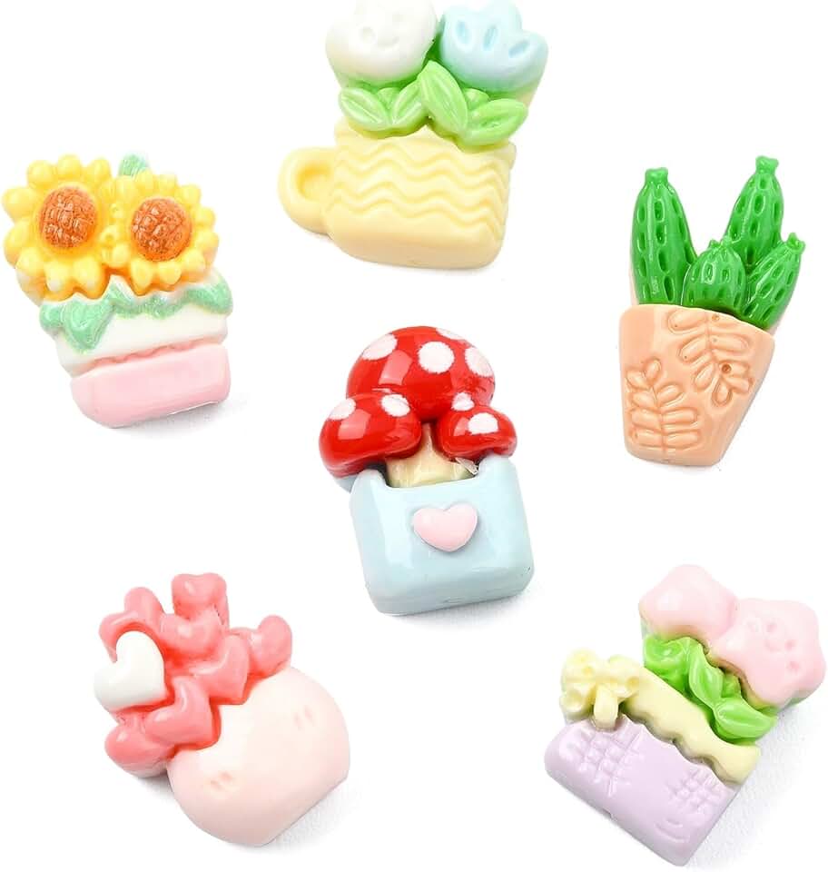 Mini Cute Plant Cabochons for Jewelry and Crafts