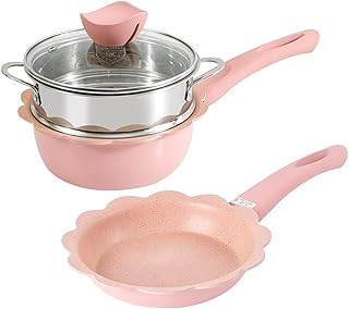 Pink Nonstick Cookware Set with Lids