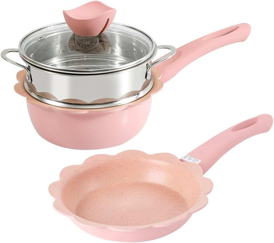 Pink Nonstick Cookware Set with Lids