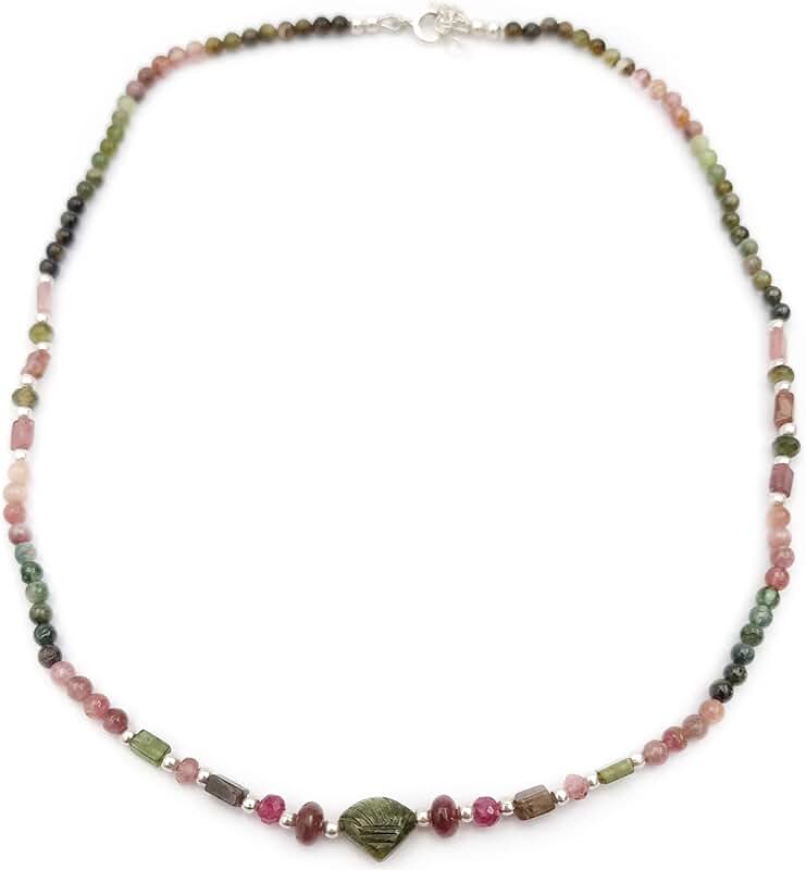 Green Watermelon Tourmaline Necklace for Women