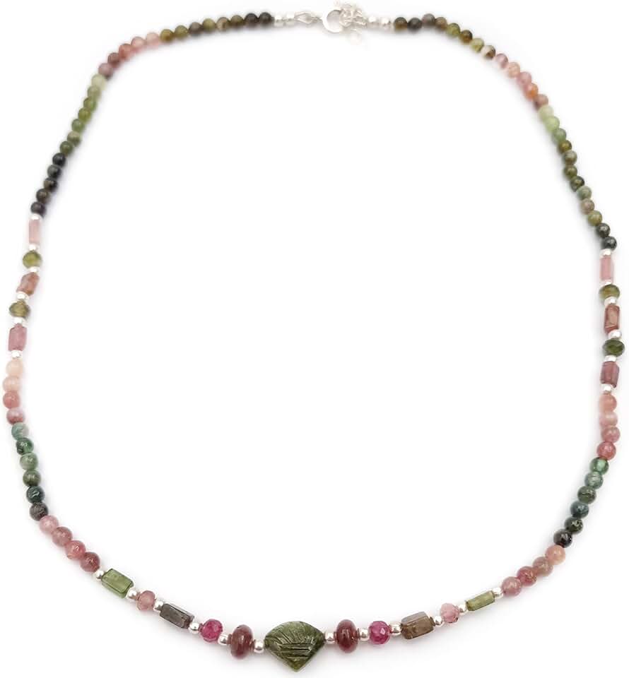 Green Watermelon Tourmaline Necklace for Women
