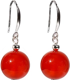Red Agate Drop Earrings with Sterling Silver