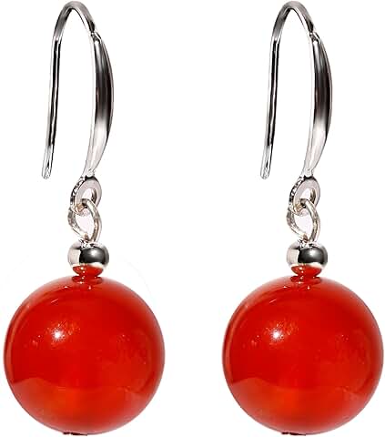 Red Agate Drop Earrings with Sterling Silver