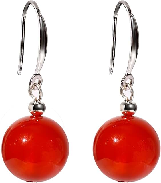Red Agate Drop Earrings with Sterling Silver