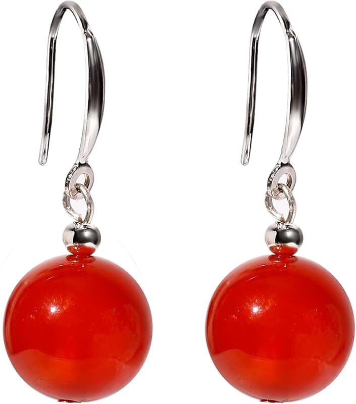Red Agate Drop Earrings with Sterling Silver