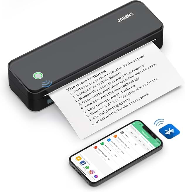 Wireless Bluetooth Thermal Printer for US Letter Paper