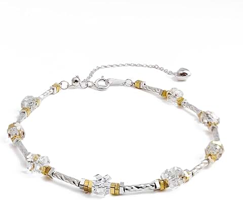Natural Crystal Beaded Bracelet with Gold and Silver Spacers