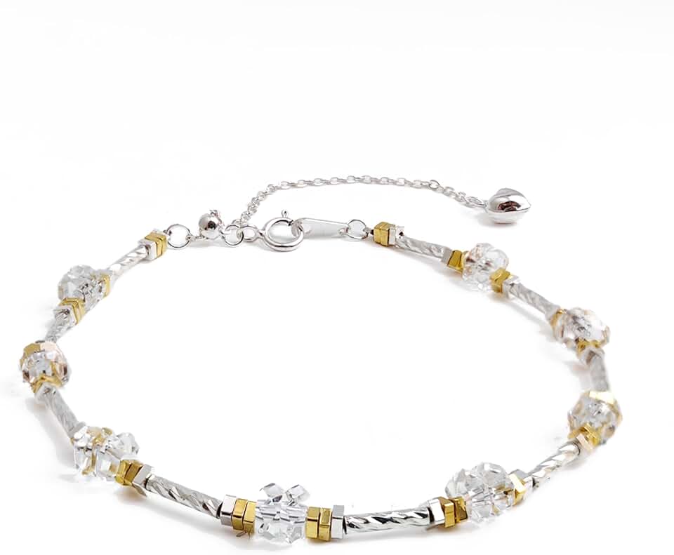 Natural Crystal Beaded Bracelet with Gold and Silver Spacers