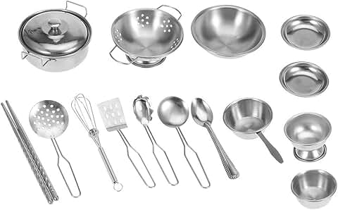 16-piece stainless steel cookware set with saucepans and lids