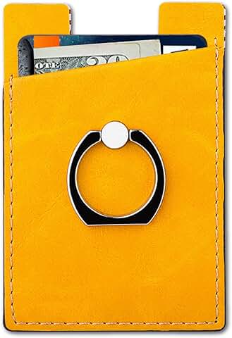 Bright Yellow Phone Card Holder with Ring and Wallet