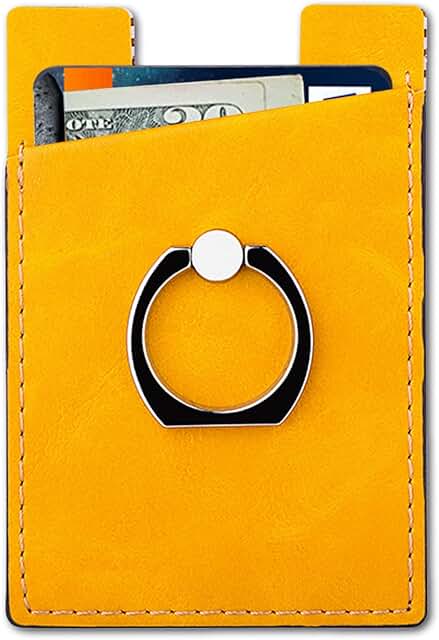 Bright Yellow Phone Card Holder with Ring and Wallet