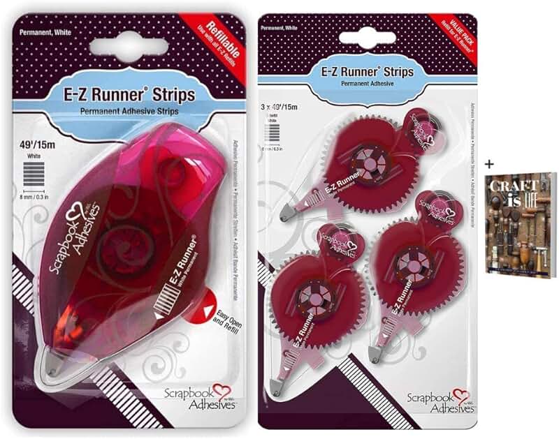 Double Sided Tape Dispenser with Refill and E-Book