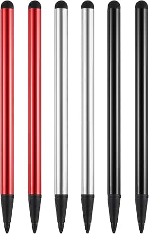 6-Pack 2-in-1 Touch Screen Stylus Pens with Aluminum Alloy Tips