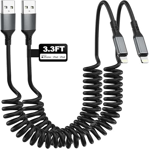 2-Pack Coiled Lightning Cables, 3.3ft, Fast Charging