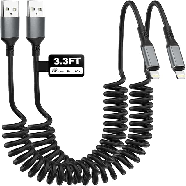 2-Pack Coiled Lightning Cables, 3.3ft, Fast Charging