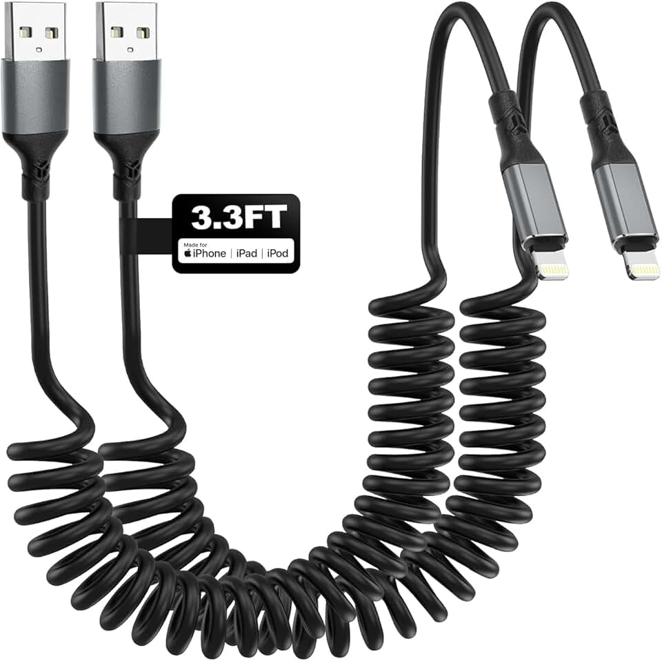 2-Pack Coiled Lightning Cables, 3.3ft, Fast Charging