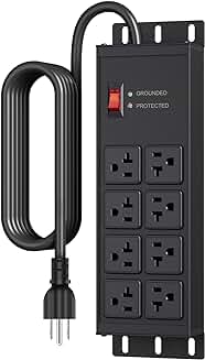 Heavy Duty 20 Amp Surge Protector with 8 Outlets and 10 ft Cord