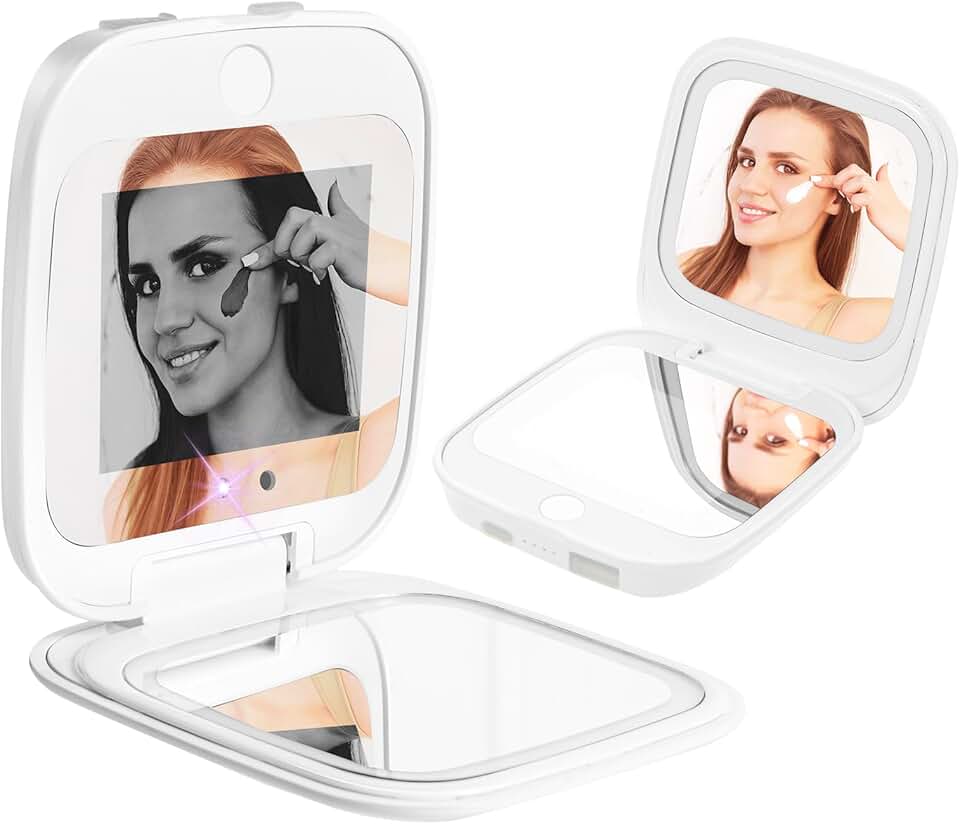 Portable UV Mirror with LED Lights for SPF Testing