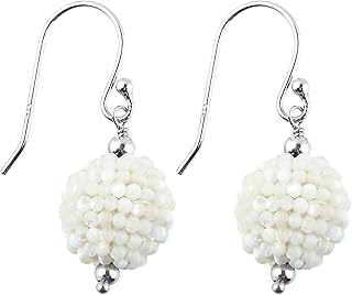 White Moonstone Beaded Crochet Earring Set for Women