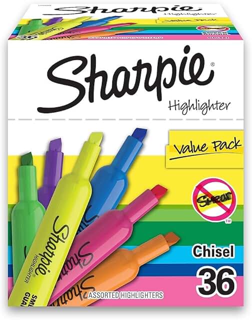 36 Assorted Fluorescent and Pastel Highlighters
