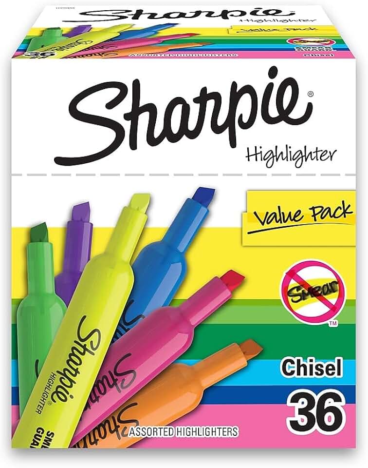 36 Assorted Fluorescent and Pastel Highlighters