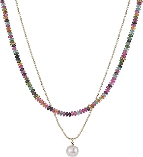 Two Beaded Gemstone Layered Necklace for Women
