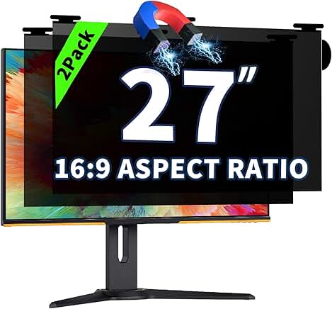 Two 27-Inch Magnetic Privacy Screens for Widescreen Monitors