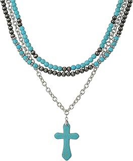 Boho Multi Strand Turquoise Pearl Beads Necklace