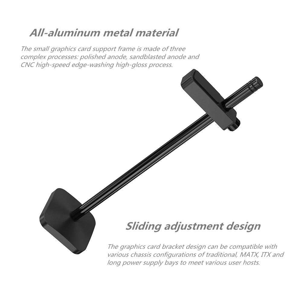 Graphics Card GPU Brace Support, Video Card Sag Holder Bracket, Anodized Aerospace Aluminum (Black)