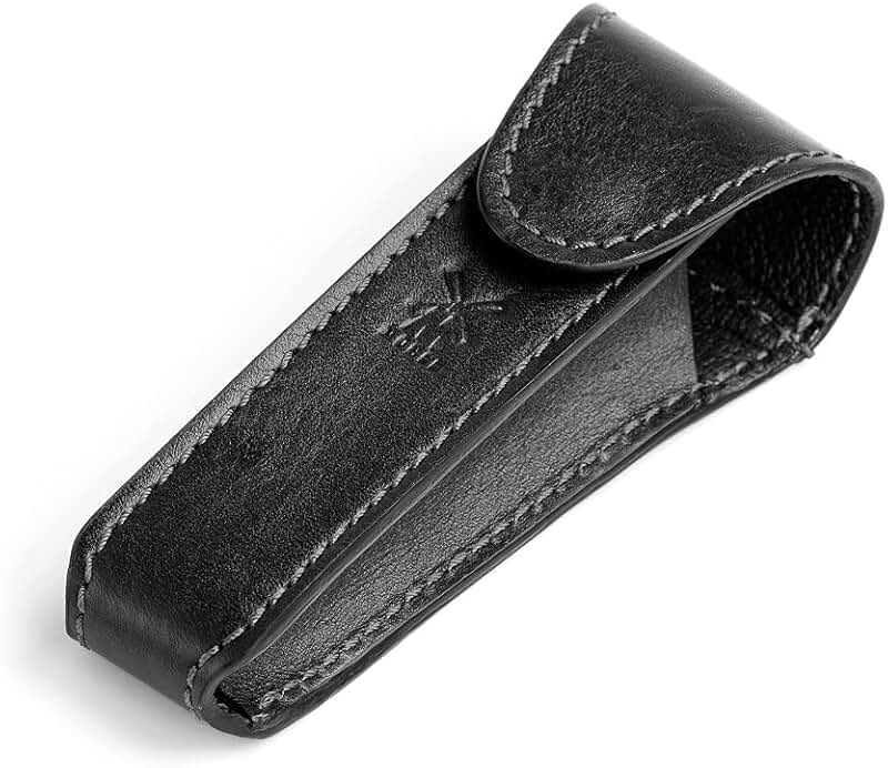 Black Leather Travel Razor Pouch