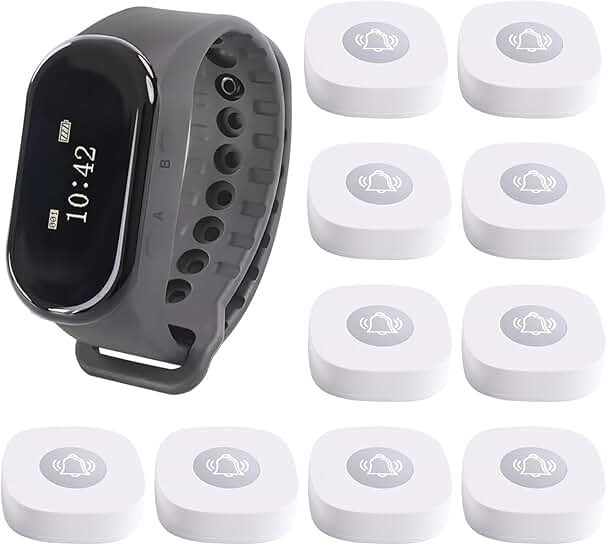 Wireless Nurse Call System with Wrist Watch Receiver and Call Buttons