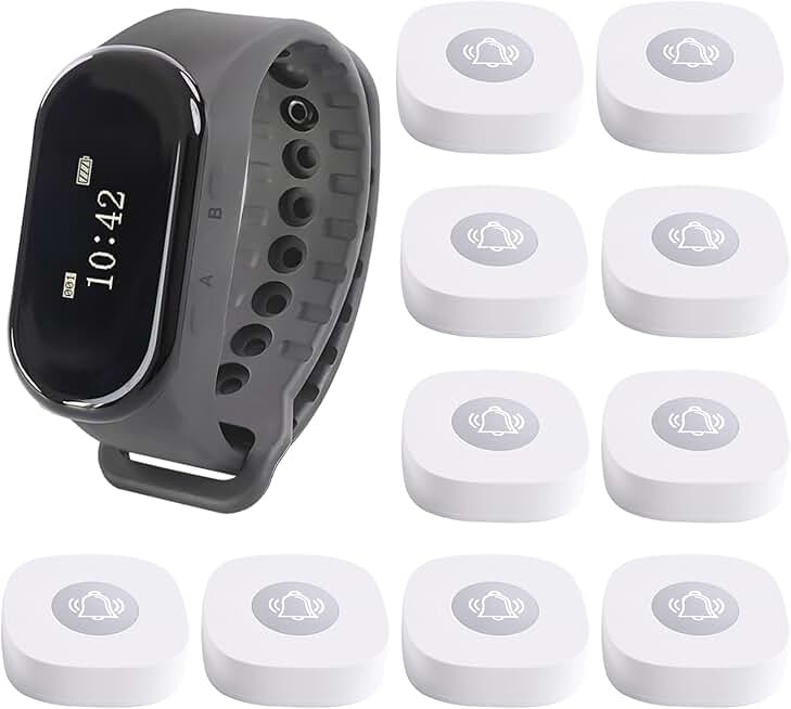 Wireless Nurse Call System with Wrist Watch Receiver and Call Buttons