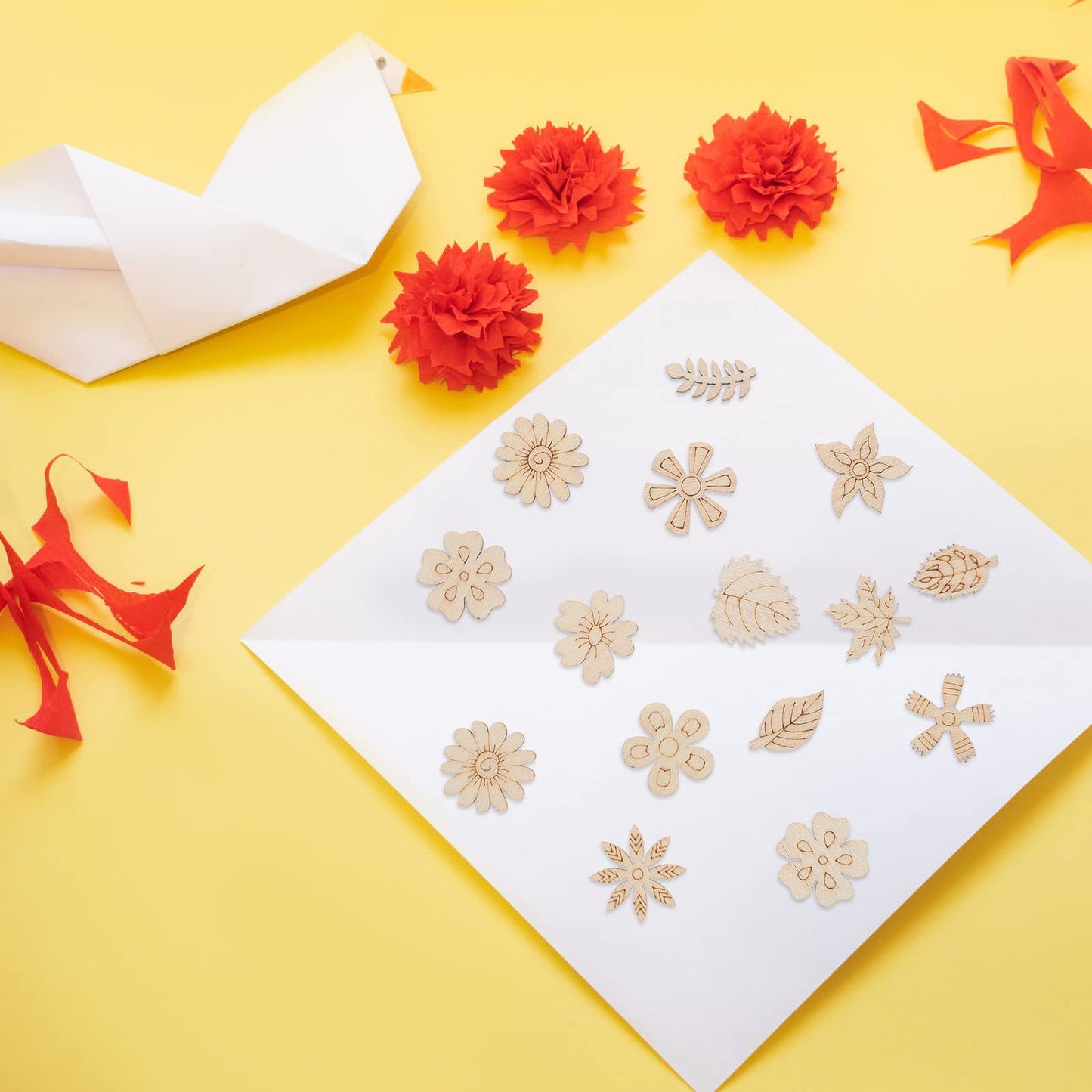 200pcs Unfinished Wooden Cutouts for DIY Crafts