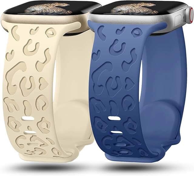 2-Pack Slim Cheetah Sport Watch Bands for Men and Women