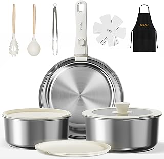 14-piece stainless steel cookware set with removable handles