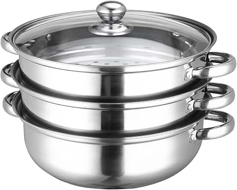 Stainless Steel 3-Tier Steamer with Cover, 27.5 cm