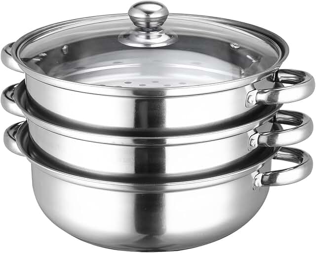Stainless Steel 3-Tier Steamer with Cover, 27.5 cm